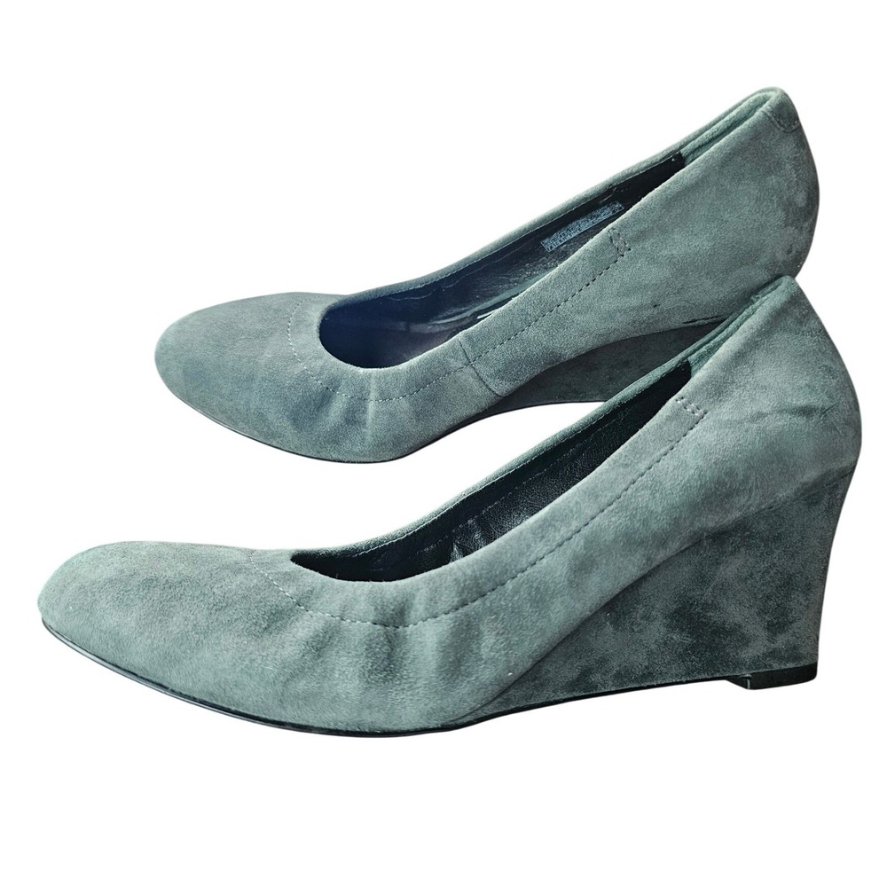 Vionic Camden Wedge Pumps Womens 7.5 Grey Suede Comfort Round Toe